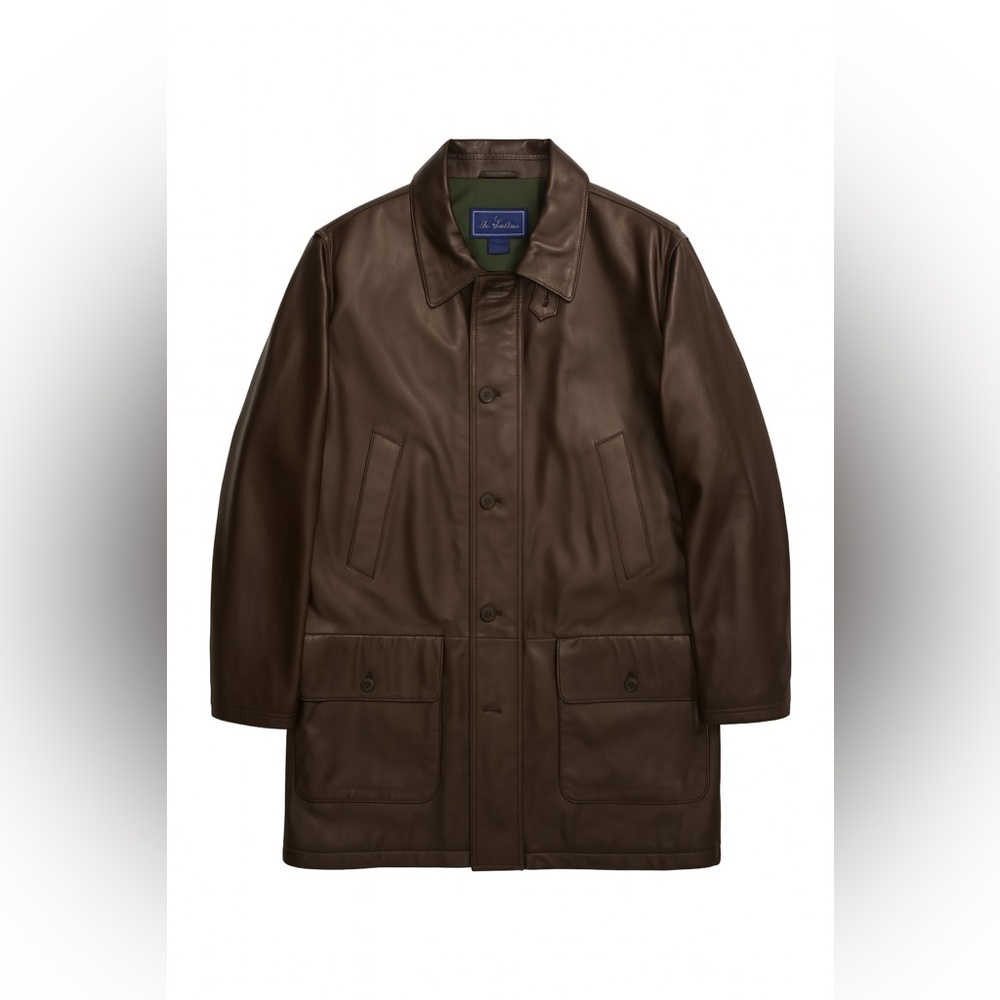 Faconnable black lambskin Leather Trench Coat